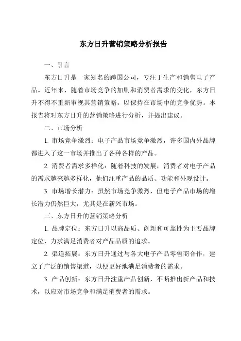 东方日升营销策略分析报告