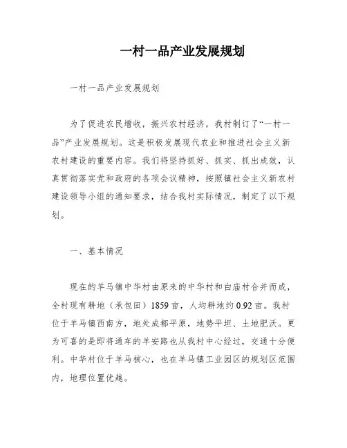 一村一品产业发展规划
