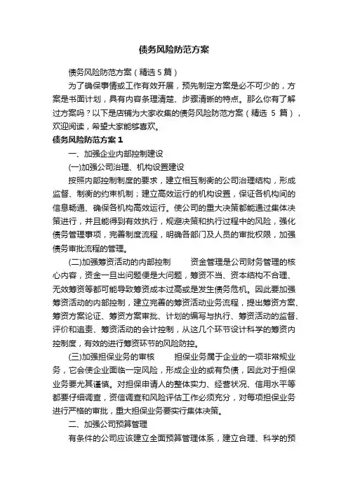 债务风险防范方案
