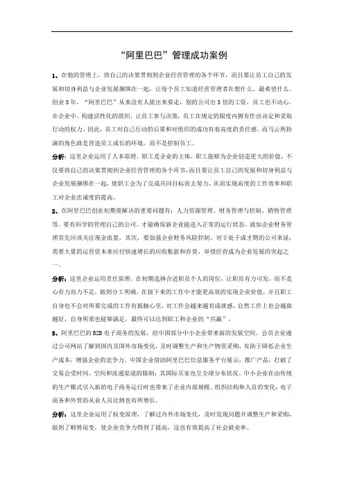 阿里巴巴成功管理案例分析
