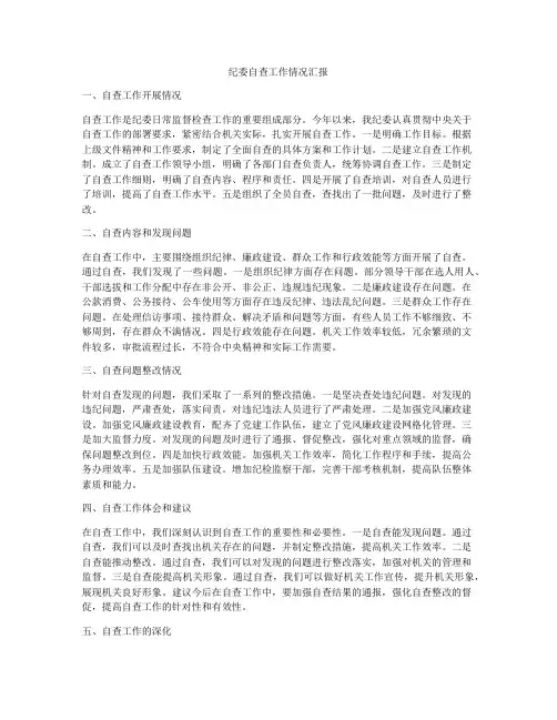 纪委自查工作情况汇报