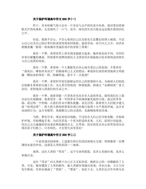 关于保护环境高中作文800字5篇