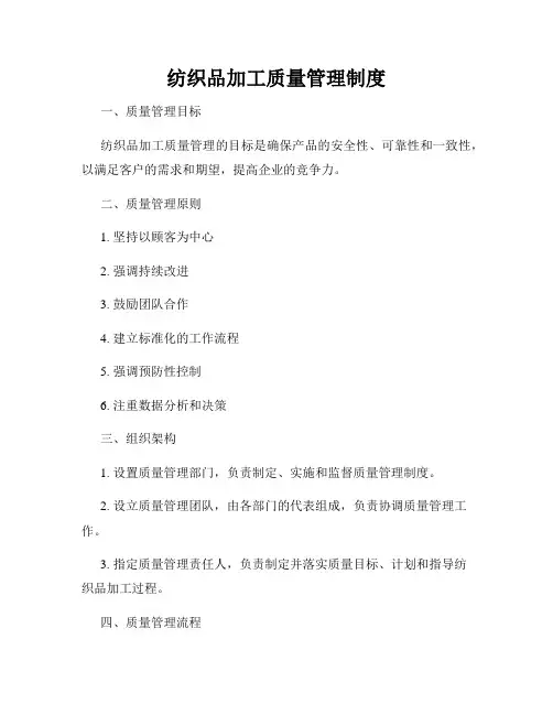 纺织品加工质量管理制度