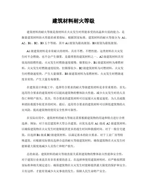 建筑材料耐火等级