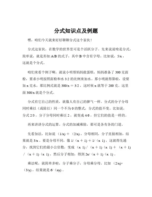 分式知识点及例题
