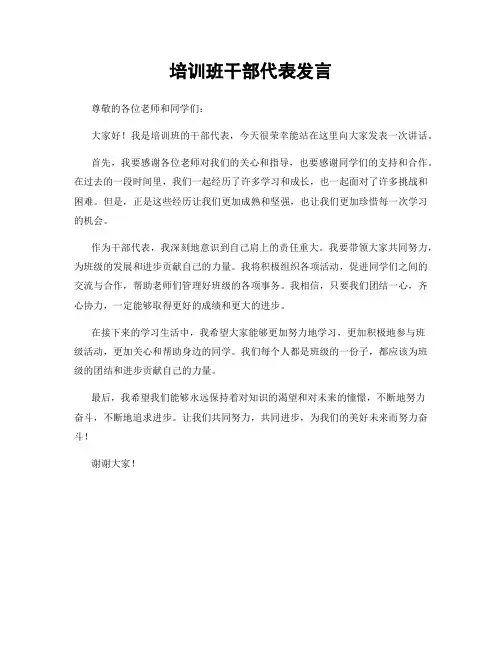 培训班干部代表发言