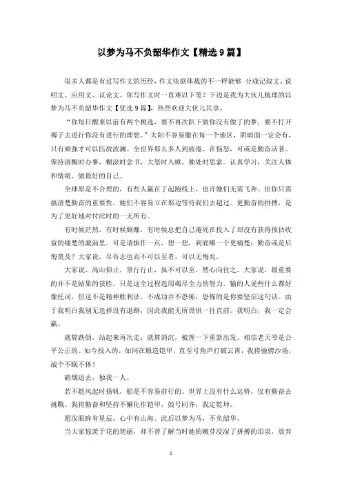 以梦为马不负韶华作文(9篇)