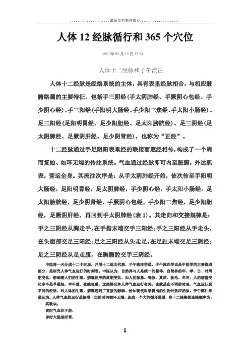 人体12经脉循行和365个穴位