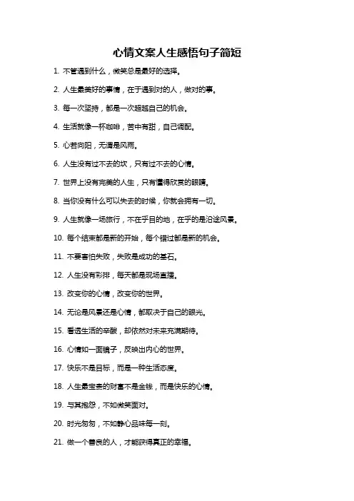心情文案人生感悟句子简短