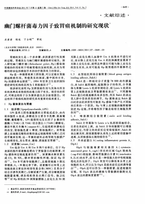 幽门螺杆菌毒力因子致胃癌机制的研究现状