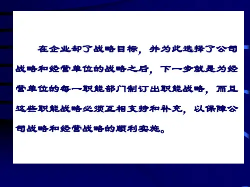 制定职能战略