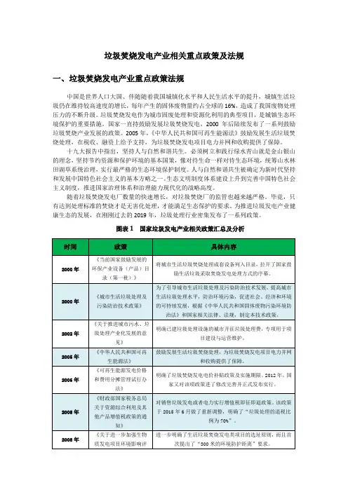 我国垃圾焚烧发电产业相关重点政策及法规