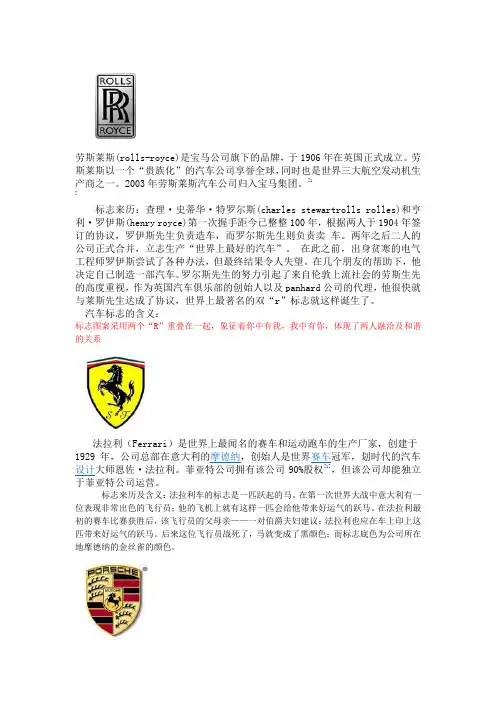 世界名车标志及简介ppt汉语版