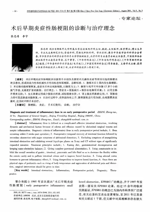 术后早期炎症性肠梗阻的诊断与治疗理念