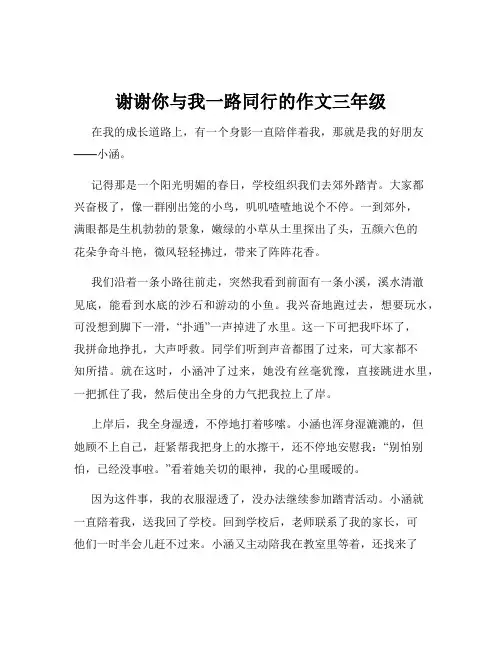 谢谢你与我一路同行的作文三年级