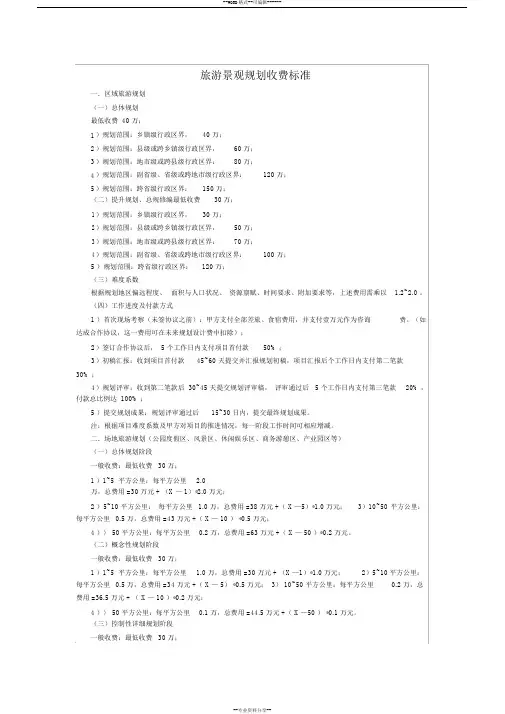 旅游规划收费标准