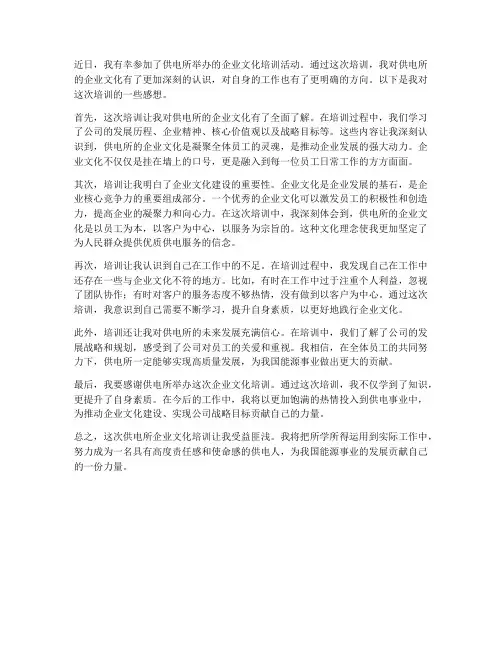 供电所企业文化培训感想