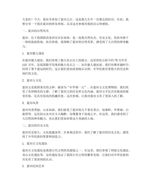 参观蓝田总结发言稿学生