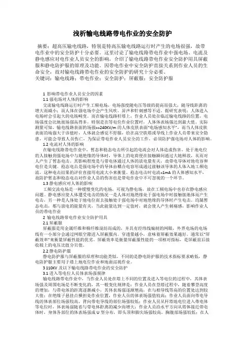 浅析输电线路带电作业的安全防护