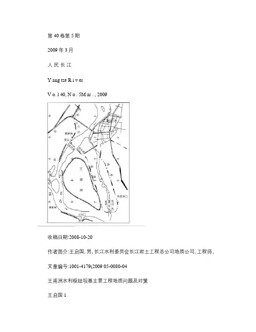 王甫洲水利枢纽坝基主要工程地质问题及对策.