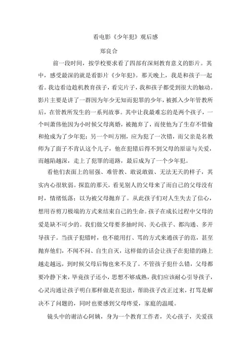 看电影《少年犯》观后感