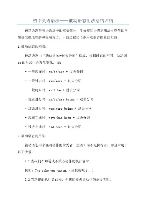 初中英语语法——被动语态用法总结归纳