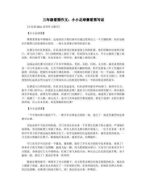 三年级看图作文：小小足球赛看图写话