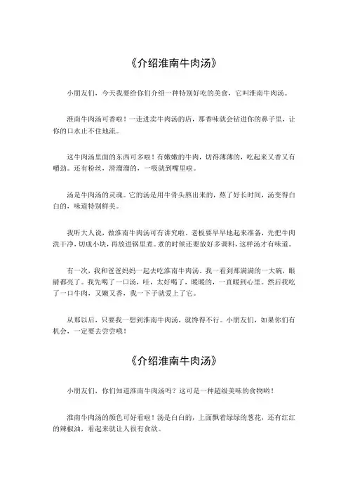 介绍淮南牛肉汤 作文500字