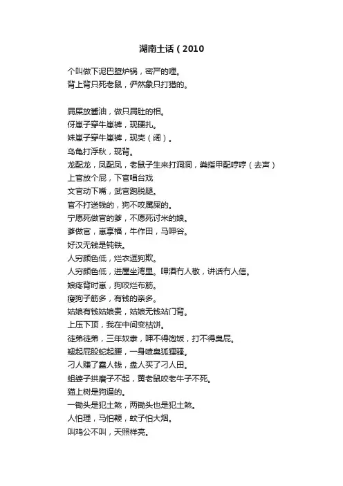 湖南土话（2010
