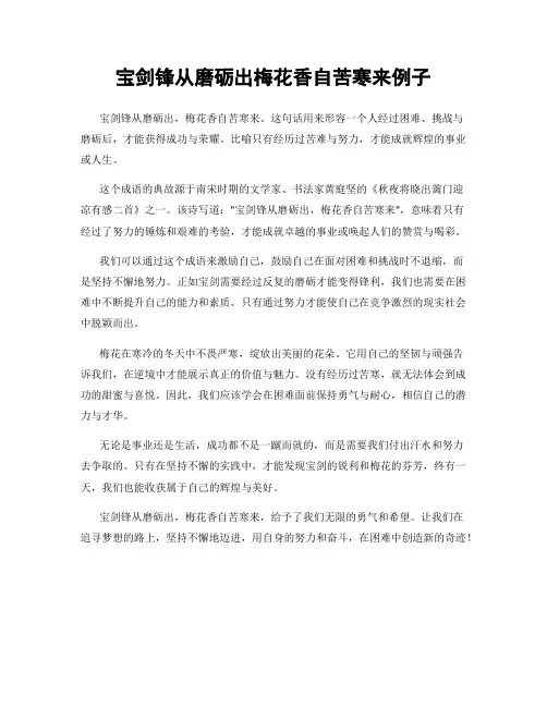 宝剑锋从磨砺出梅花香自苦寒来例子