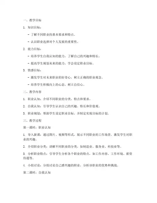 初中职业预备教育教案模板