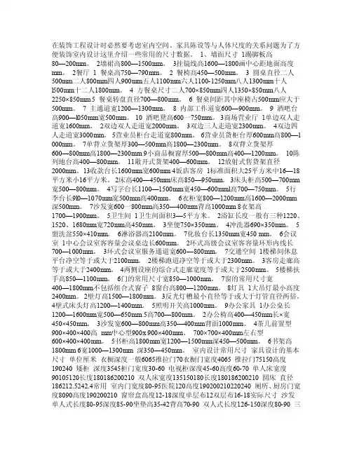 商业空间常用尺寸