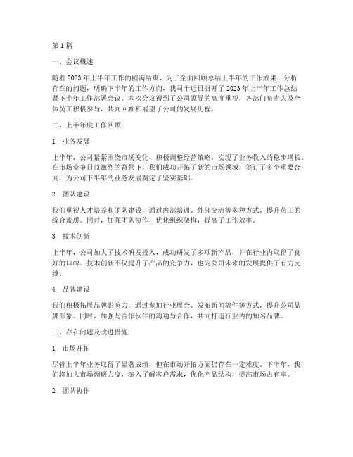 半年度会议总结文案(3篇)
