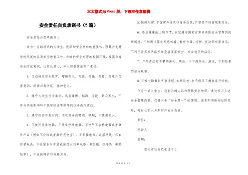 安全责任自负承诺书（5篇）