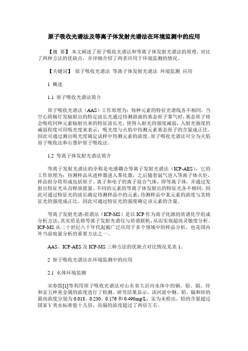 原子吸收光谱法及等离子体发射光谱法在环境监测中的应用