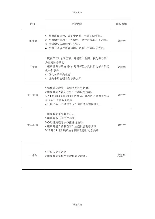 第一学期少先队活动计划