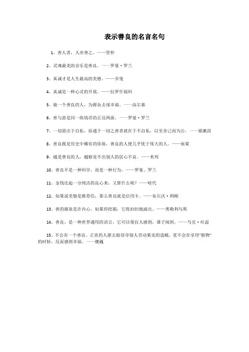 表示善良的名言名句