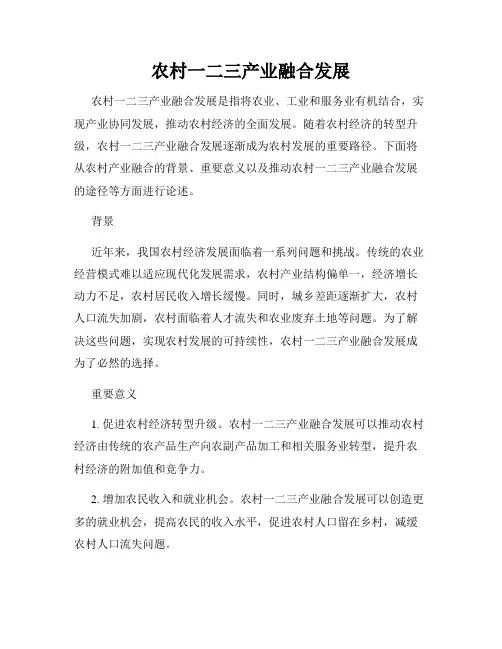 农村一二三产业融合发展