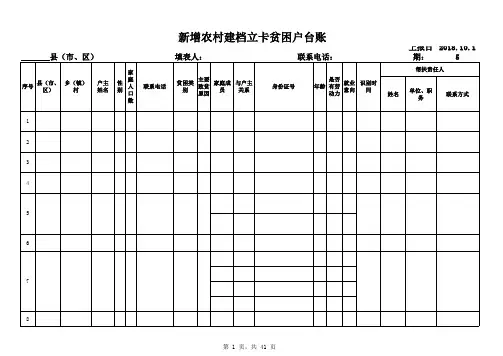 新增建档立卡贫困户台账