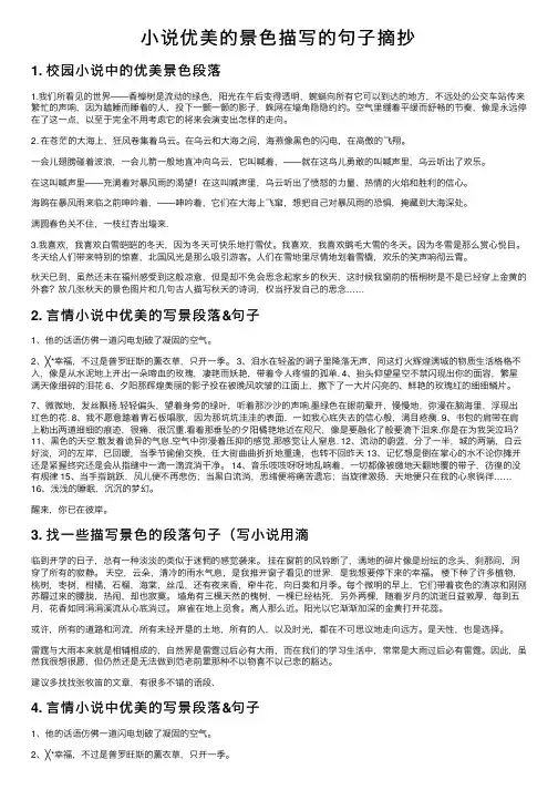 小说优美的景色描写的句子摘抄