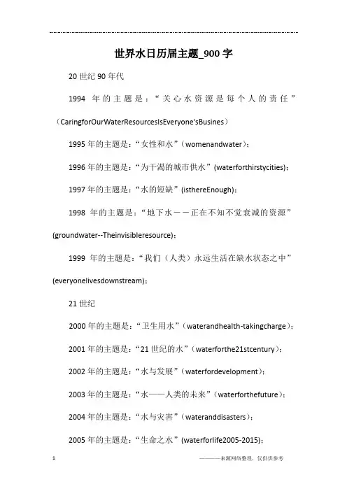 世界水日历届主题_900字