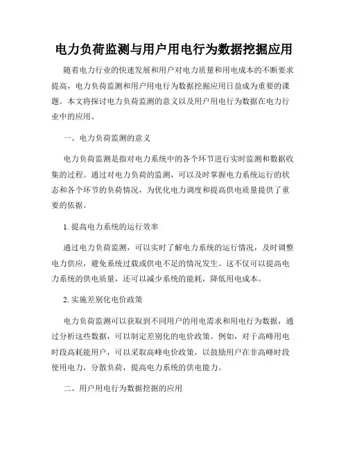 电力负荷监测与用户用电行为数据挖掘应用
