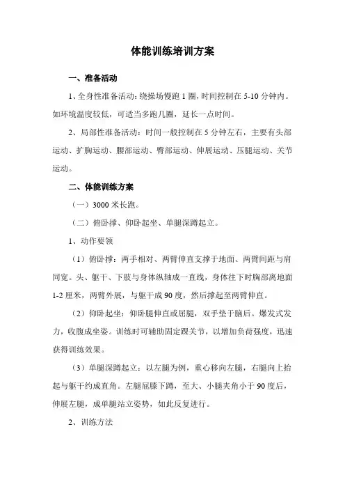 体能训练培训方案