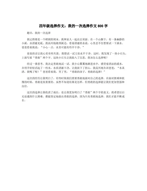 四年级选择作文：我的一次选择作文800字