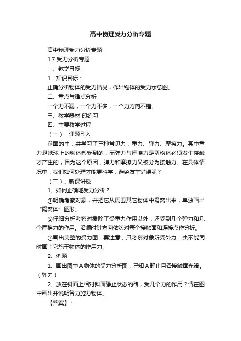 高中物理受力分析专题