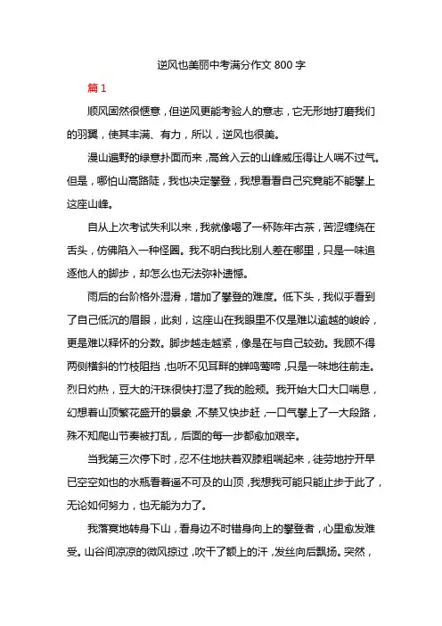 逆风也美丽中考满分作文800字
