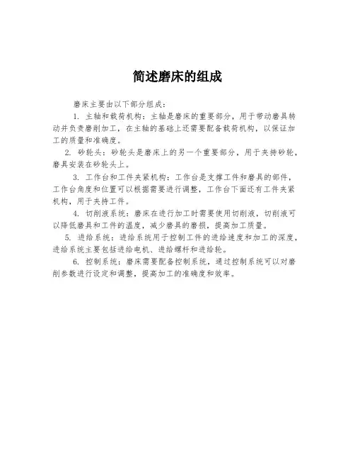 简述磨床的组成