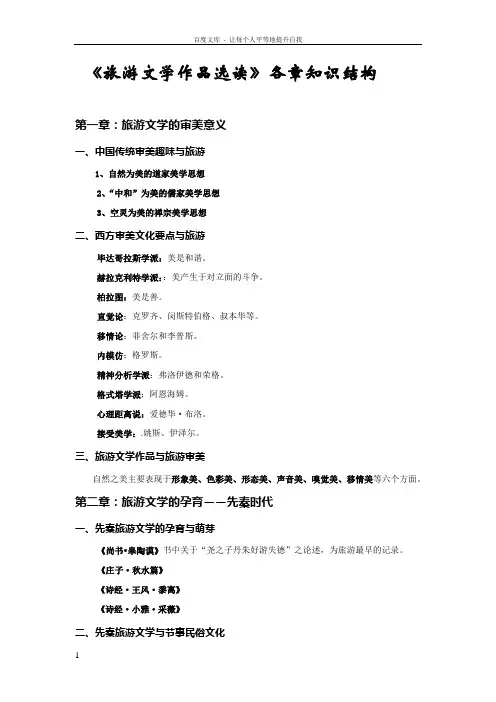 旅游文学各章知识结构