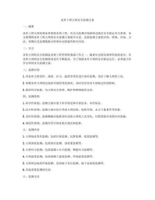水库工程大坝安全监测方案