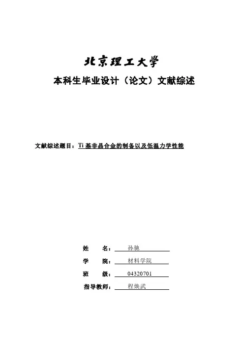 非晶材料文献综述